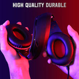 Gaming Headphones with USB Microphone and RGB Lighting – Durable Design, Over-Ear Comfort, and Bold Twist Roll Wire - Model V5